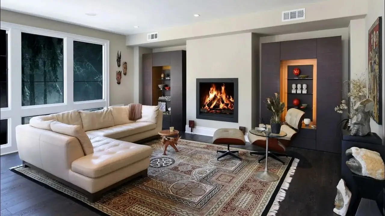 An elegant room showcasing a large, beautiful rug.