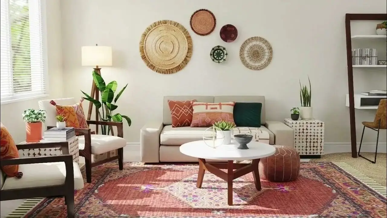 Stylish interior showcasing a beautiful rug